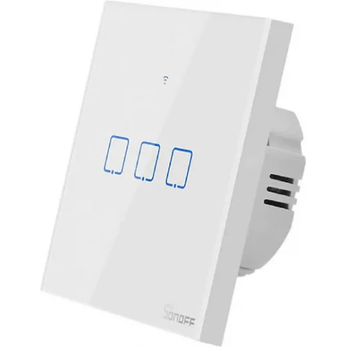 Sonoff TX T2 Εξωτερικός Διακόπτης Τοίχου Αφής Wi-Fi Φωτισμού Τριπλός με Πλαίσιο Λευκός