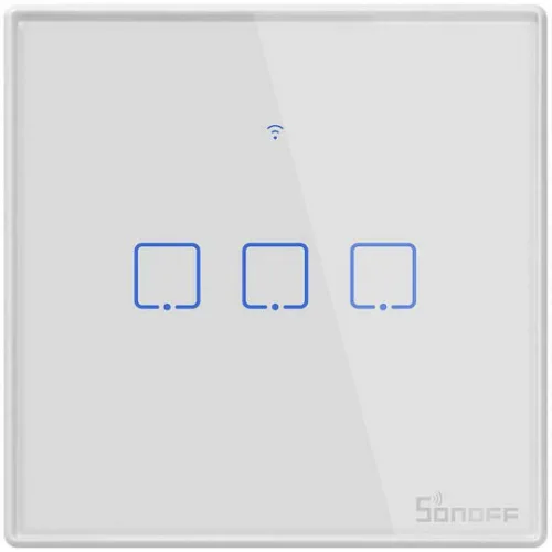 Sonoff TX T2 Εξωτερικός Διακόπτης Τοίχου Αφής Wi-Fi Φωτισμού Τριπλός με Πλαίσιο Λευκός