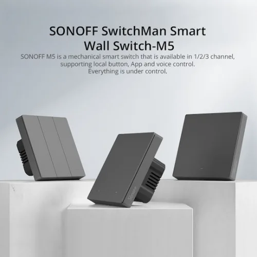 Sonoff Χωνευτός Διακόπτης Τοίχου Wi-Fi Φωτισμού Τριπλός με Πλαίσιο Γκρι