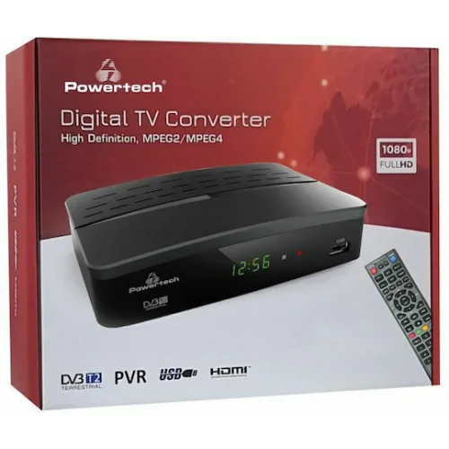 Powertech PT-779 Ψηφιακός Δέκτης Mpeg-4 Full HD (1080p) με Λειτουργία PVR (Εγγραφή σε USB) Σύνδεσεις SCART / HDMI / USB