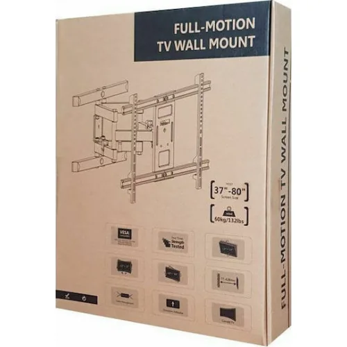 Brateck LPA61-466 Βάση Τηλεόρασης Τοίχου με Βραχίονα έως 80" και 60kg