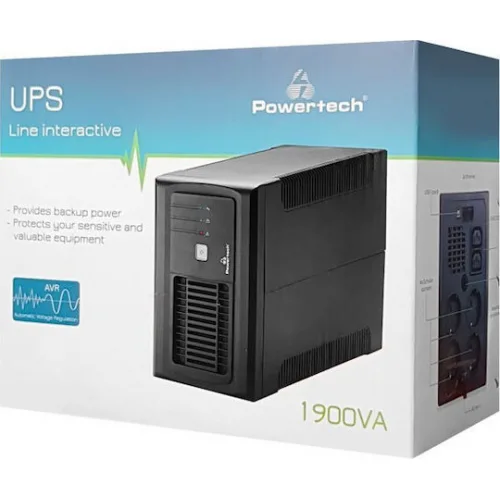Powertech UPS Line-Interactive 1900VA 1140W με 4 Schuko Πρίζες