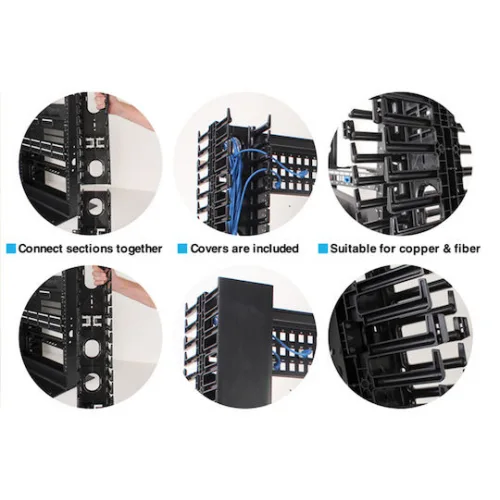 Powertech Οδηγοί Καλωδίων για Rack NETW-0006 με 23 Sockets Μαύρο 2τμχ