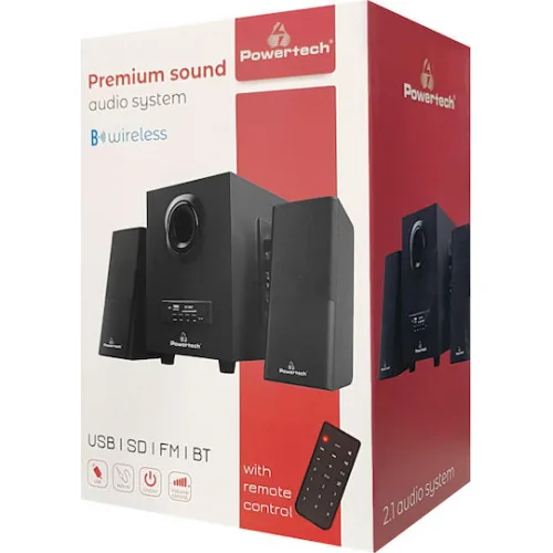 Powertech Premium Sound PT-846 Ηχεία Υπολογιστή 2.1 με Bluetooth και Ισχύ 16W σε Μαύρο Χρώμα