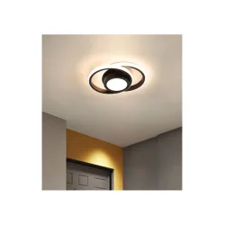 Powertech Πλαφονιέρα Οροφής 27εκ. Μαύρη με Ενσωματωμένο LED