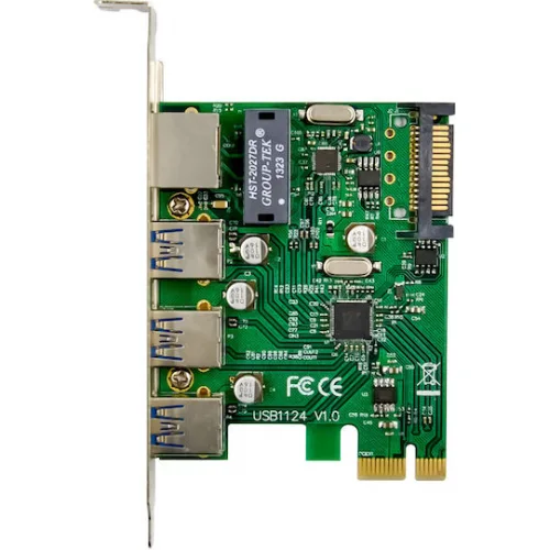 Powertech Κάρτα PCIe σε 4 θύρες Ethernet / USB 3.0