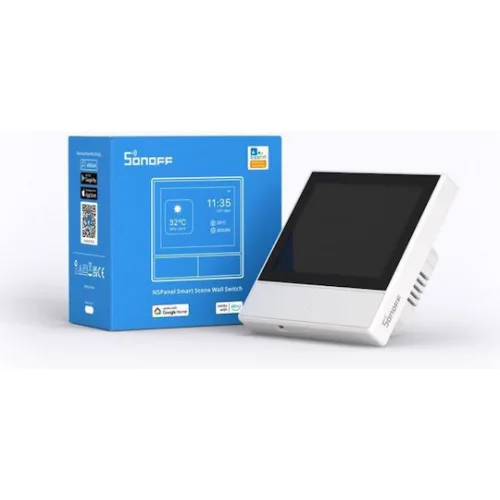 Sonoff Χωνευτός Διακόπτης Τοίχου με Οθόνη Αφής Wi-Fi Φωτισμού Λευκός