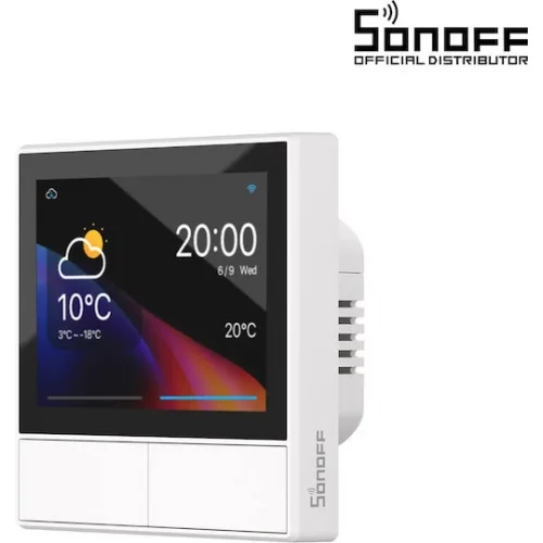 Sonoff Χωνευτός Διακόπτης Τοίχου με Οθόνη Αφής Wi-Fi Φωτισμού Λευκός