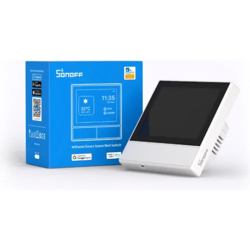 Sonoff Χωνευτός Διακόπτης Τοίχου με Οθόνη Αφής Wi-Fi Φωτισμού Λευκός