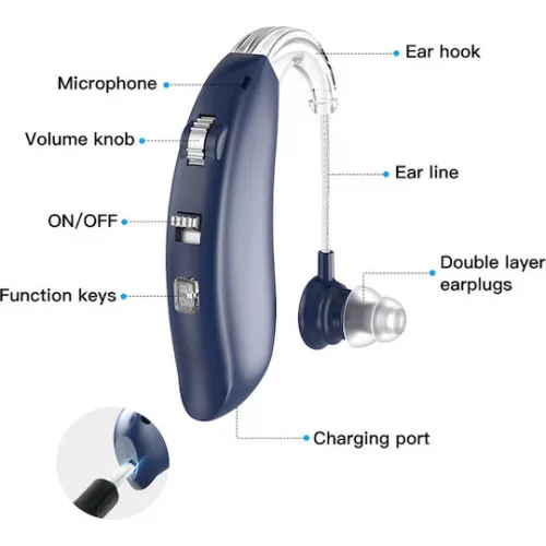 Powertech Bluetooth Επαναφορτιζόμενο Ακουστικό Βαρηκοΐας PT-1096