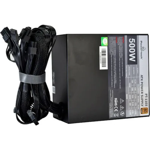 Powertech PT-1103 500W Μαύρο Τροφοδοτικό Υπολογιστή Full Wired 80 Plus Bronze