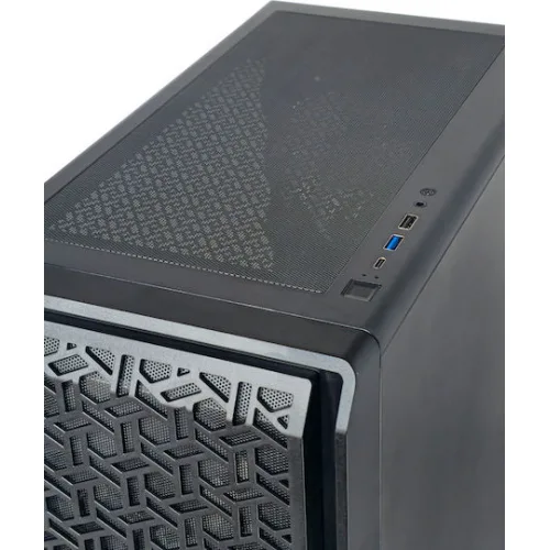 Powertech PT-1309 Gaming Midi Tower Κουτί Υπολογιστή με Πλαϊνό Παράθυρο και RGB Φωτισμό Μαύρο