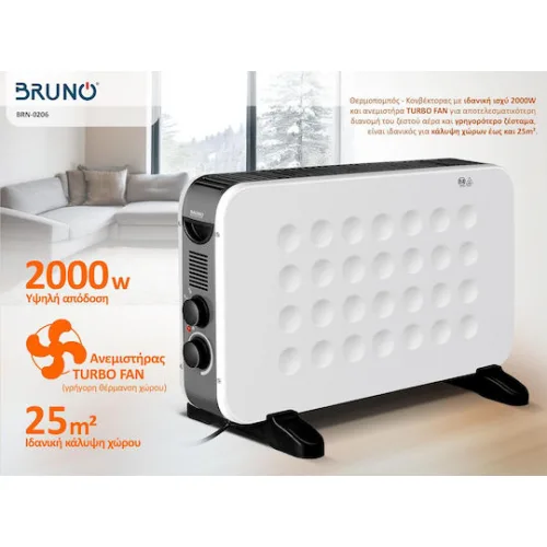 Bruno Θερμοπομπός Δαπέδου 2000W 61x38.5cm Λευκός