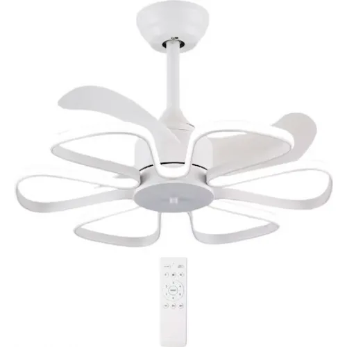 Powertech Ανεμιστήρας Οροφής 55cm με Φως και Τηλεχειριστήριο Λευκός