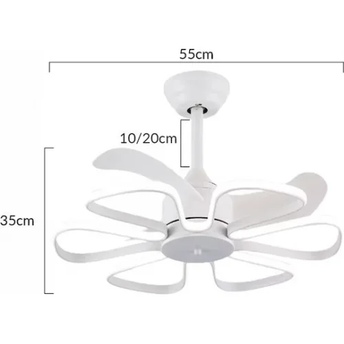 Powertech Ανεμιστήρας Οροφής 55cm με Φως και Τηλεχειριστήριο Λευκός
