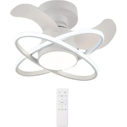 Powertech Ανεμιστήρας Οροφής 28cm με Φως και Τηλεχειριστήριο Λευκός