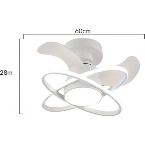 Powertech Ανεμιστήρας Οροφής 28cm με Φως και Τηλεχειριστήριο Λευκός