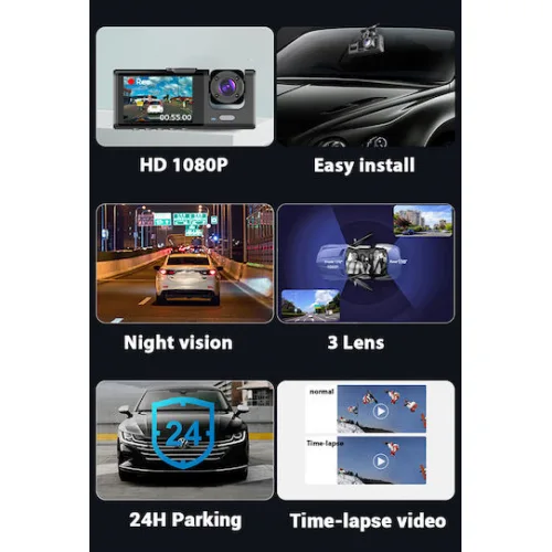 Powertech Κάμερα Αυτοκινήτου με Οθόνη Universal