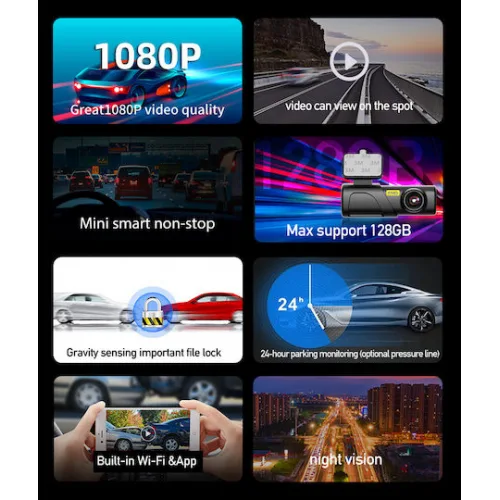 Powertech Κάμερα DVR Αυτοκινήτου 1080P WiFi για Παρμπρίζ