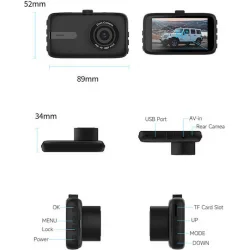 Powertech Κάμερα DVR Αυτοκινήτου 1080P με Οθόνη 3" για Παρμπρίζ με Βεντούζα