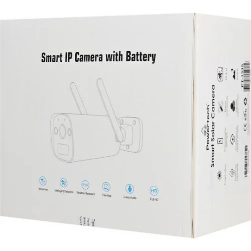 Powertech PT-1335 IP Κάμερα Παρακολούθησης 4G Full HD+ 4MP Αδιάβροχη Μπαταρίας με Αμφίδρομη Επικοινωνία και Φακό 2.8mm