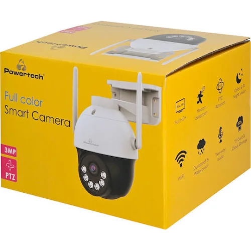 Powertech PT-1339 IP Κάμερα Παρακολούθησης Wi-Fi Full HD+ 3MP Αδιάβροχη με Αμφίδρομη Επικοινωνία και Φακό 4mm