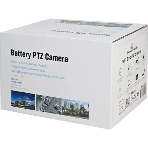 Powertech PT-1341 IP Κάμερα Παρακολούθησης Wi-Fi Full HD+ 4MP Αδιάβροχη Μπαταρίας με Αμφίδρομη Επικοινωνία και Φακό 4mm
