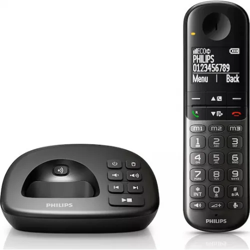 Philips XL495 Ασύρματο Τηλέφωνο με Ελληνικό Μενού Μαύρο