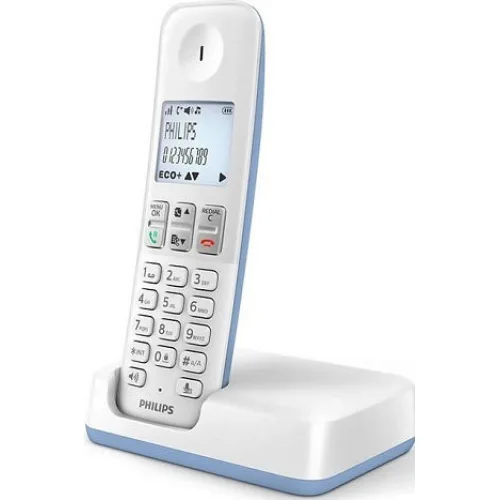 Philips D250 Ασύρματο Τηλέφωνο με Ελληνικό Μενού Λευκό
