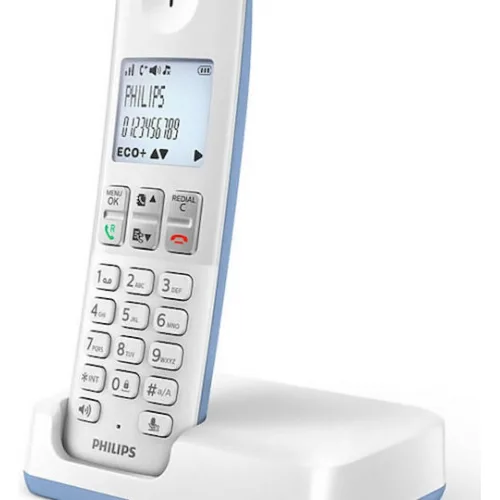 Philips D250 Ασύρματο Τηλέφωνο με Ελληνικό Μενού Λευκό