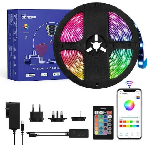 Sonoff Αδιάβροχη Smart Ταινία LED Wi-Fi 12V RGB Φως 5m Τύπου SMD5050 με Τροφοδοτικό & Τηλεχειριστήριο