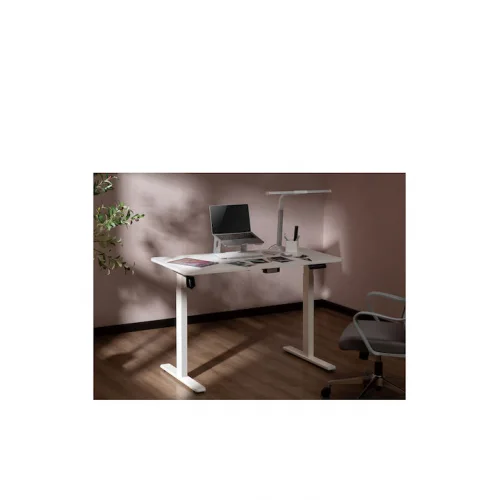Ηλεκτρικό Γραφείο Ξύλινο Λευκό με Μεταλλικά Πόδια & Ρυθμιζόμενο Ύψος 120x60εκ.