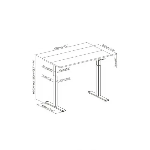 Ηλεκτρικό Γραφείο Ξύλινο Λευκό με Μεταλλικά Πόδια & Ρυθμιζόμενο Ύψος 120x60εκ.