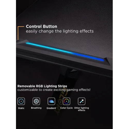 Γραφείο Gaming Glory Ξύλινο Μαύρο με Μεταλλικά Πόδια & LED 120x60x75εκ.