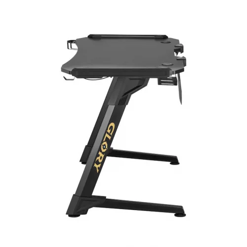 Γραφείο Gaming Glory Ξύλινο Μαύρο με Μεταλλικά Πόδια & LED 120x60x75εκ.