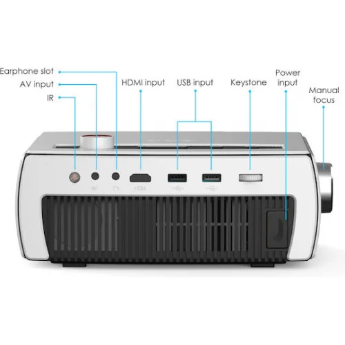 Powertech Projector LCD Full HD Λάμπας LED με Wi-Fi και Ενσωματωμένα Ηχεία