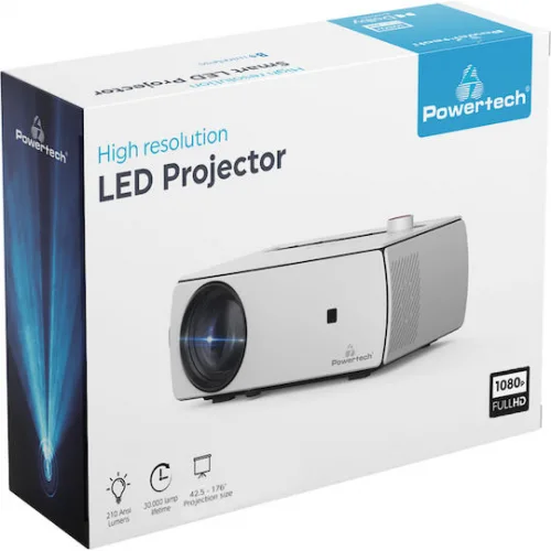 Powertech Projector LCD Full HD Λάμπας LED με Wi-Fi και Ενσωματωμένα Ηχεία