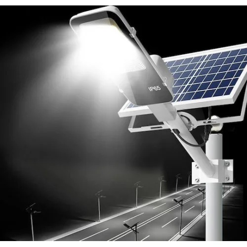 Powertech Επιτοίχιο Ηλιακό Φωτιστικό 80W 500lm Ψυχρό Λευκό 6500K με Αισθητήρα Κίνησης, Φωτοκύτταρο και Τηλεχειριστήριο IP65