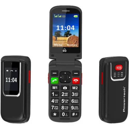 Powertech Sentry PTM-34 Dual SIM Κινητό με Μεγάλα Κουμπιά (Ελληνικό Μενού) Μαύρο