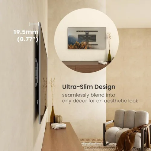 Brateck LPA79-464 Βάση Τηλεόρασης Τοίχου με Βραχίονα έως 90" και 50kg Ασημί