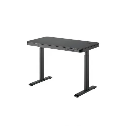 Ηλεκτρικό Γραφείο Ξύλινο Μαύρο με Μεταλλικά Πόδια & USB θύρες 118x60x72εκ.