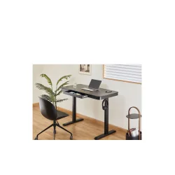 Ηλεκτρικό Γραφείο Ξύλινο Μαύρο με Μεταλλικά Πόδια & USB θύρες 118x60x72εκ.