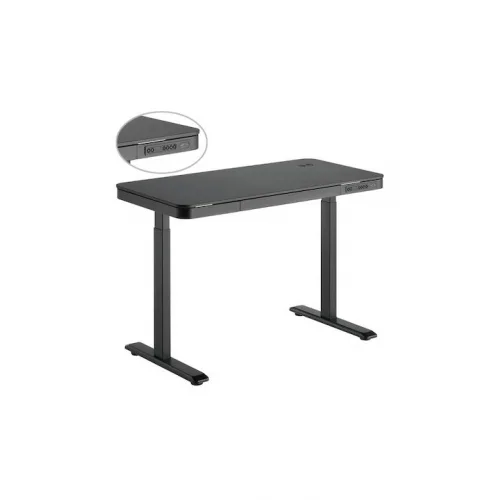 Ηλεκτρικό Γραφείο Ξύλινο Μαύρο με Μεταλλικά Πόδια & USB θύρες 118x60x72εκ.