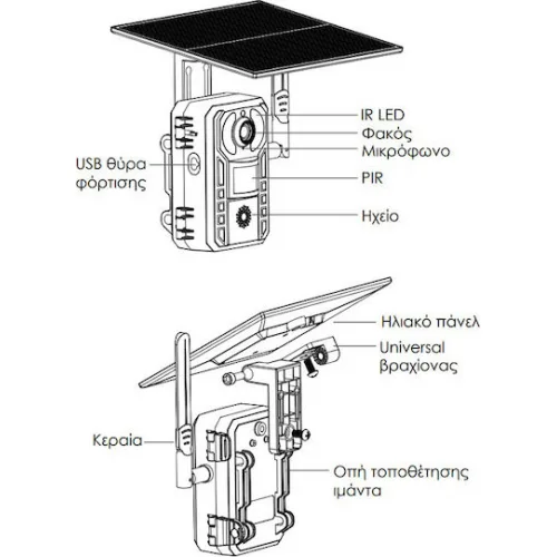 Powertech Κάμερα Κυνηγιού Νυχτερινής Λήψης με Ανίχνευση Κίνησης Smart Ηλιακή 4MP, 4G, PIR, SD, IP66