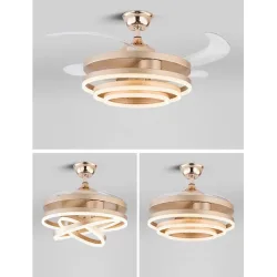 Powertech Ανεμιστήρας Οροφής 106cm με Φως και Τηλεχειριστήριο Χρυσός