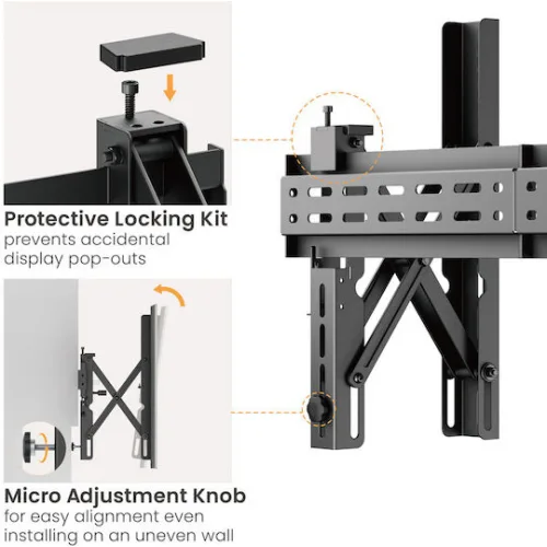 Brateck LVW02E-46T Βάση Τηλεόρασης Τοίχου με Βραχίονα έως 70" και 70kg Μαύρο
