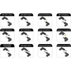 Powertech USB-C Φορτιστής Laptop 90W 1.5A για HP / Acer / Dell / Lenovo / IBM / Sony με Αποσπώμενο Καλώδιο Τροφοδοσίας και με σετ βυσμάτων