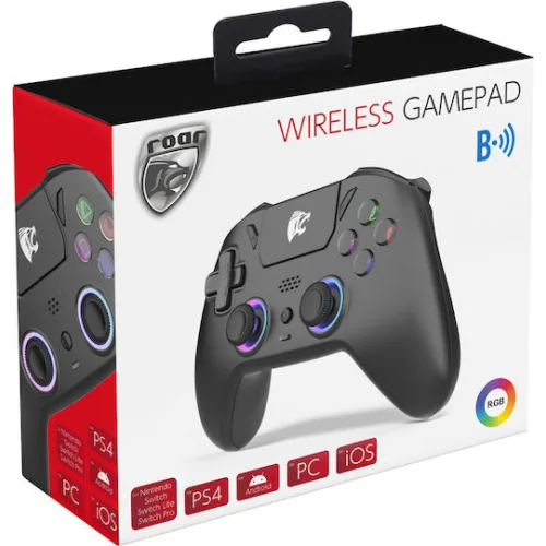 Roar RR-0023 Ασύρματο Gamepad για Android / PC / PS4 / Switch / iOS Μαύρο