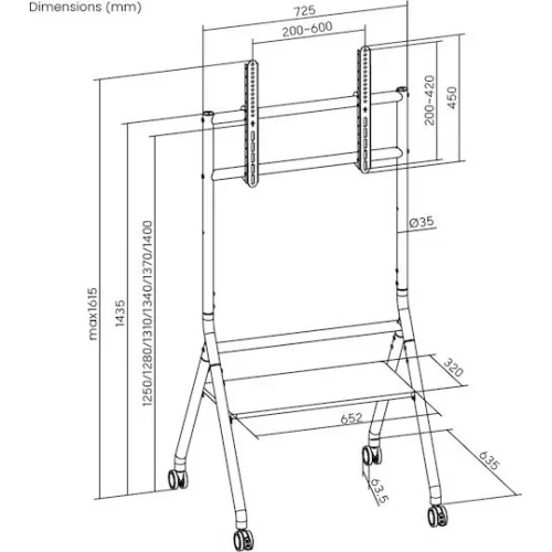 Brateck TTF13E-46FW Βάση Τηλεόρασης Δαπέδου έως 86" και 80kg Ασημί