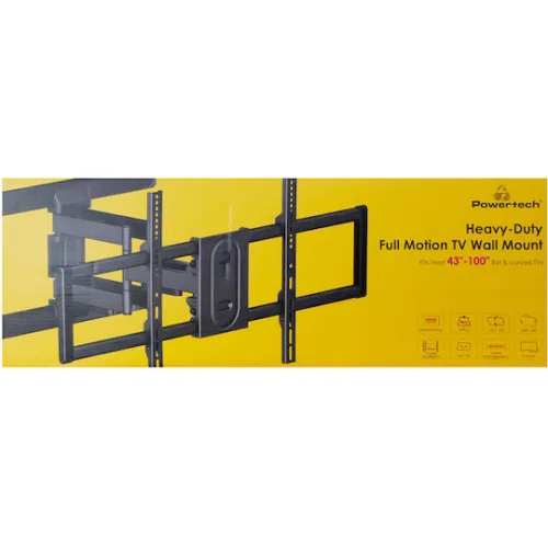 Powertech PT-1280 Βάση Τηλεόρασης Τοίχου με Βραχίονα έως 100" και 60kg Ασημί